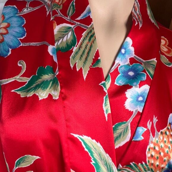 Natori Red Floral Kimono Robe – Size Small - Picture 7 of 12